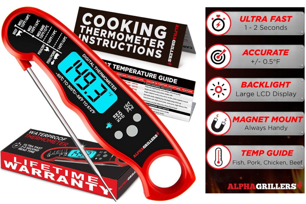 instant read digital meat thermometer for grilling and cooking accuracy