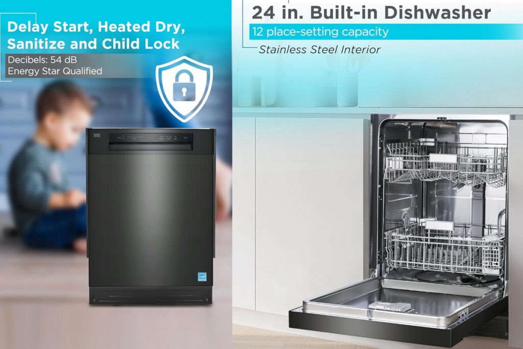 BLACK+DECKER built-in dishwasher with 12 place settings for larger family loads