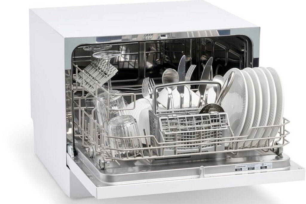 Farberware compact countertop dishwasher with 6 place settings for small kitchens