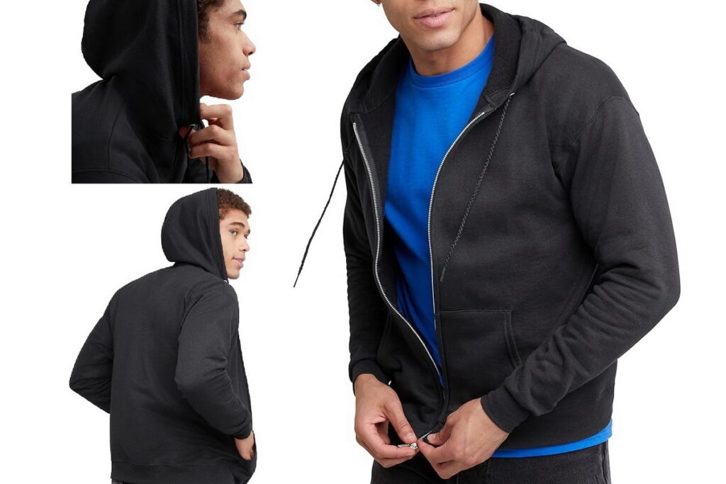 Hanes zip-up hoodie fleece layering wear